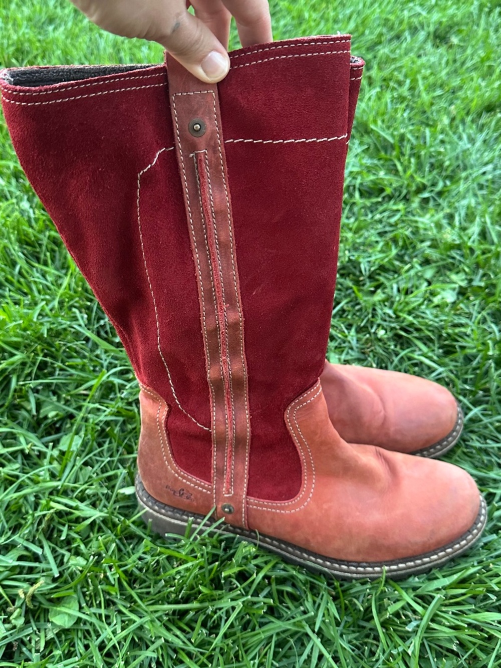 Bos.&co red suede boots cowboy style - Picture 5 of 7
